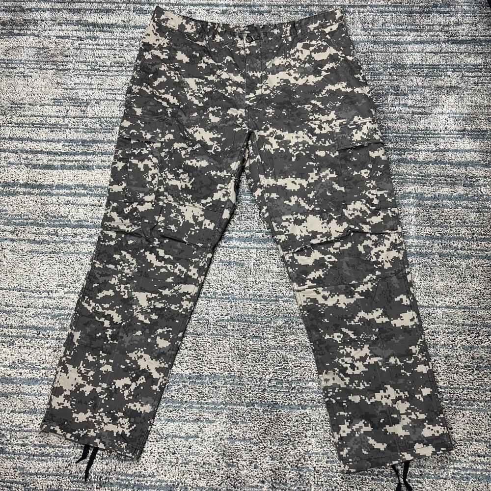 US Army Cargo Pants Mens XL 39/32 Camouflage Canvas Combat Button Fly
